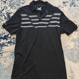 Under Armour Black HeatGear Coldblack Polo - Striped - Small